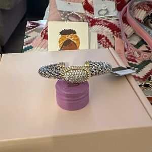 Silver and Gold Bracelet with Crystal Accents